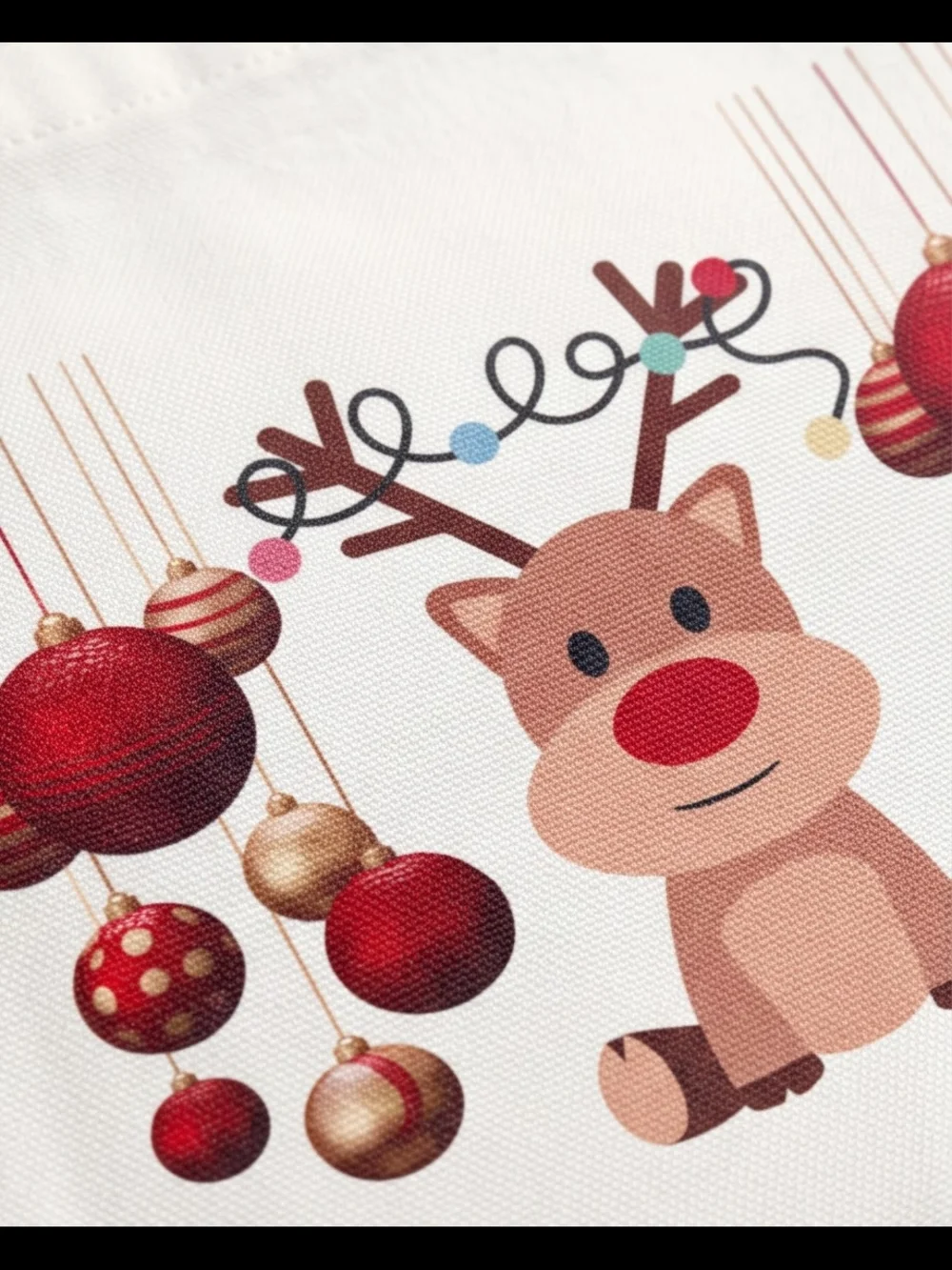 Canvas Holiday Reindeer Tote Bag  With Music When You Scan Qr On Bag,Cream